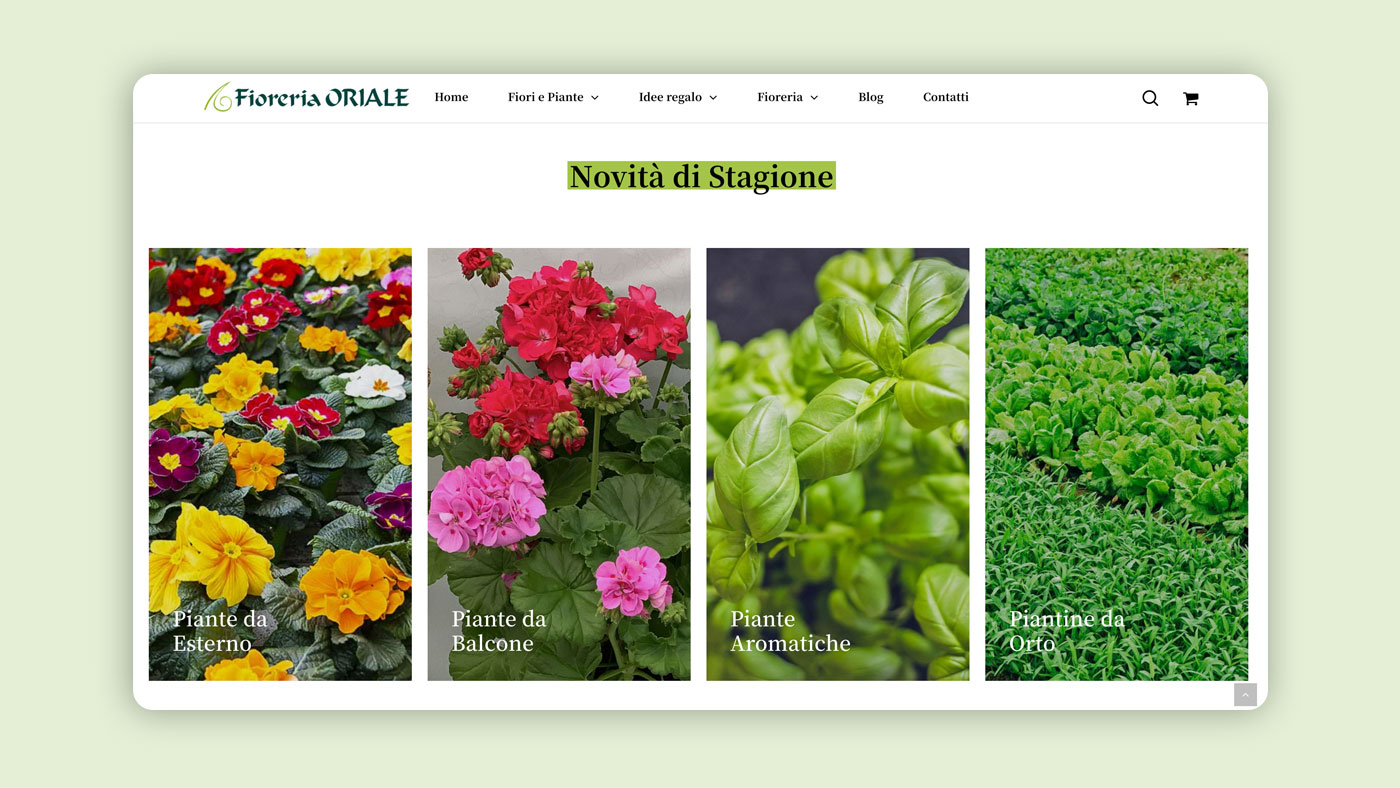 Nuovo sito ecommerce Fioreria Oriale
