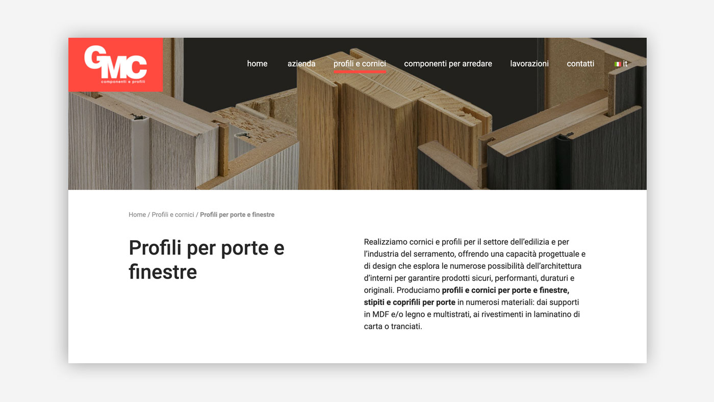 Nuovo sito GMC Componenti e profili