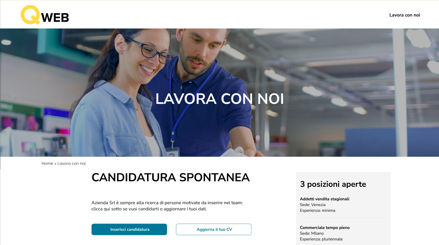 Gestione curriculum frontend - homepage